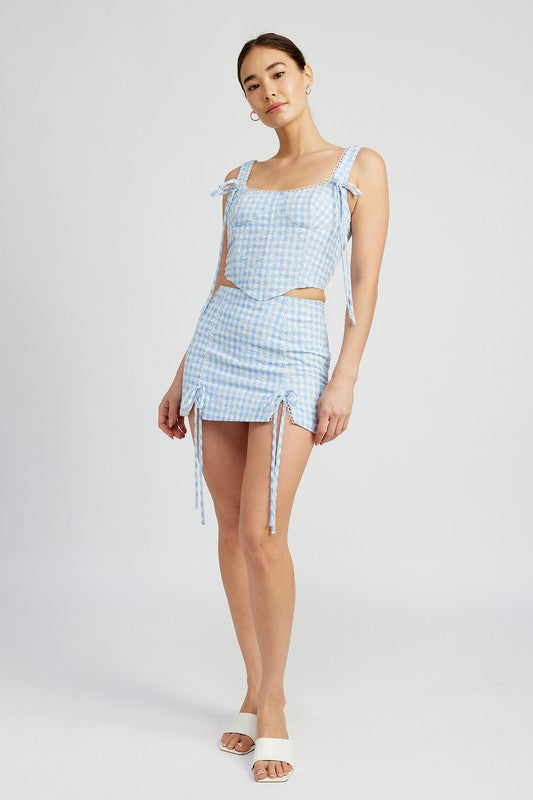 GINGHAM MINI SKIRT WITH DRAWSTRINGS king-general-store-5710.myshopify.com