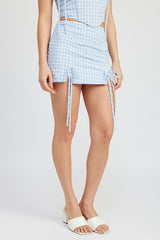 GINGHAM MINI SKIRT WITH DRAWSTRINGS king-general-store-5710.myshopify.com