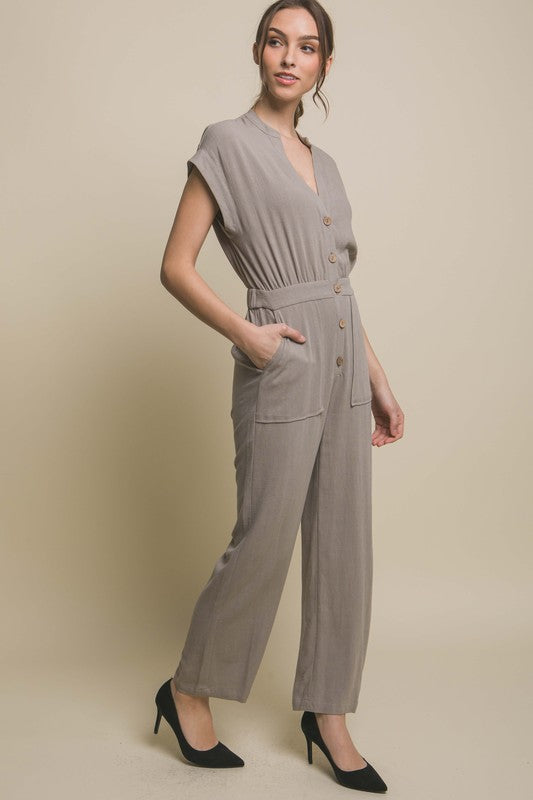 Casual Chic V-Neck Pocketed Jumpsuit