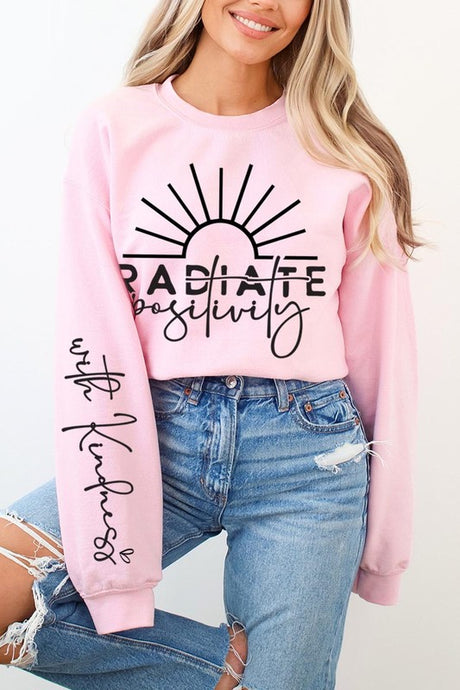 Radiate Positivity Graphic Fleece Sweatshirts king-general-store-5710.myshopify.com