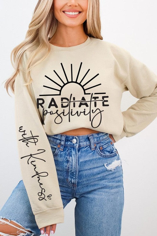 Radiate Positivity Graphic Fleece Sweatshirts king-general-store-5710.myshopify.com