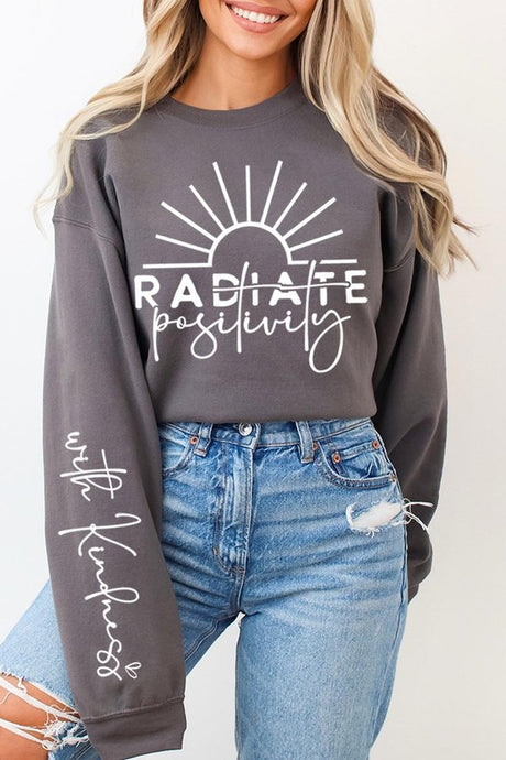 Radiate Positivity Graphic Fleece Sweatshirts king-general-store-5710.myshopify.com