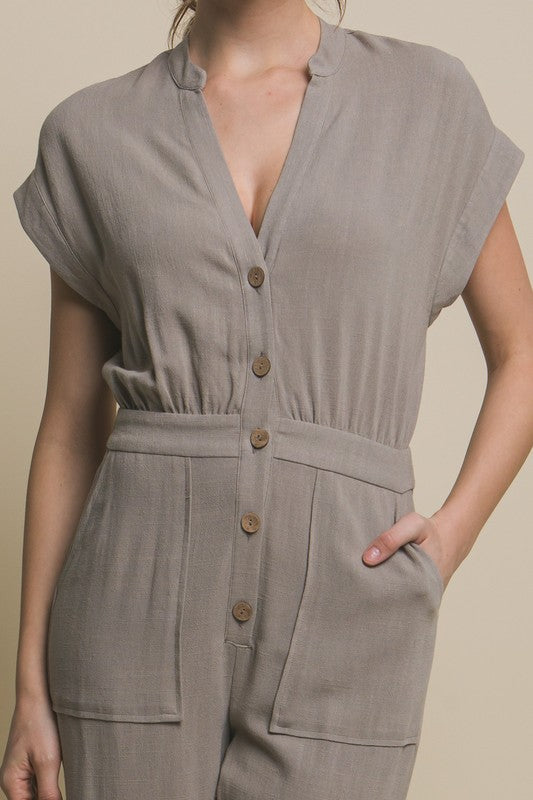 Casual Chic V-Neck Pocketed Jumpsuit