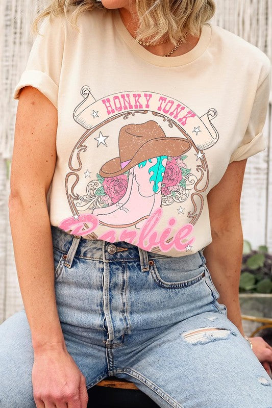 Barbie Cowboy Hat Roses Graphic T Shirts king-general-store-5710.myshopify.com