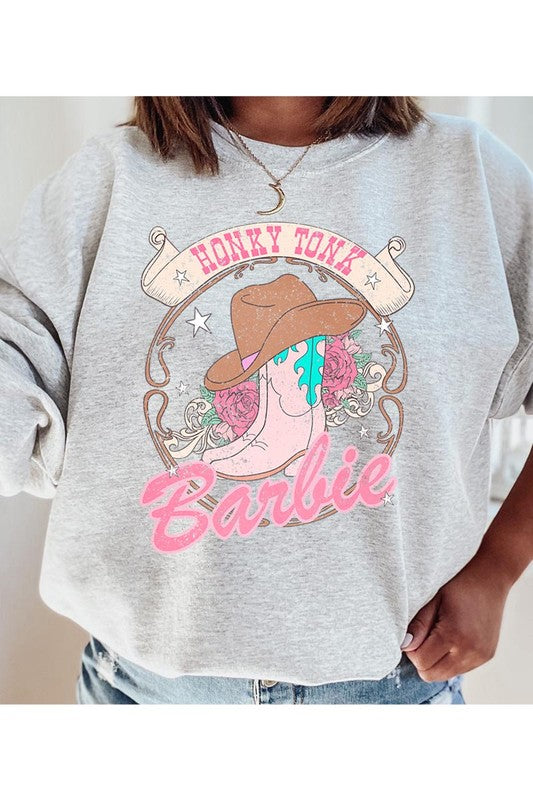 Barbie Cowboy Hat Roses Graphic Fleece Sweatshirts king-general-store-5710.myshopify.com