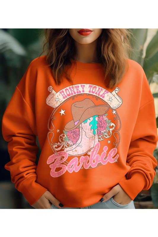 Barbie Cowboy Hat Roses Graphic Fleece Sweatshirts king-general-store-5710.myshopify.com