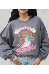 Barbie Cowboy Hat Roses Graphic Fleece Sweatshirts king-general-store-5710.myshopify.com