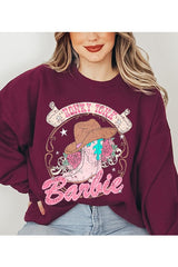 Barbie Cowboy Hat Roses Graphic Fleece Sweatshirts king-general-store-5710.myshopify.com