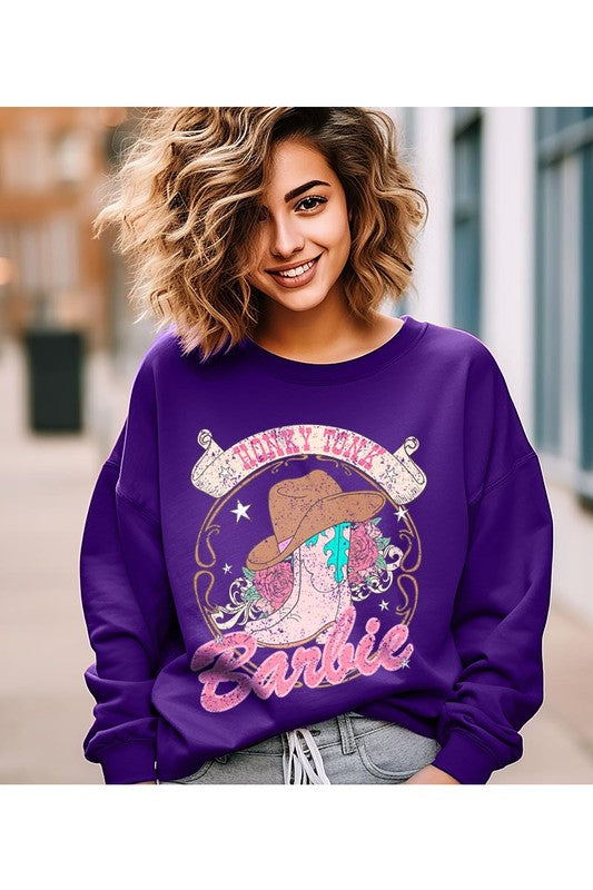 Barbie Cowboy Hat Roses Graphic Fleece Sweatshirts king-general-store-5710.myshopify.com