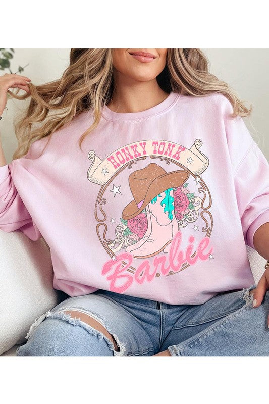 Barbie Cowboy Hat Roses Graphic Fleece Sweatshirts king-general-store-5710.myshopify.com