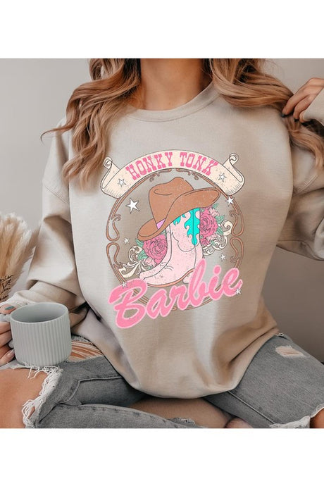 Barbie Cowboy Hat Roses Graphic Fleece Sweatshirts king-general-store-5710.myshopify.com