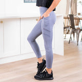 Solid Ankle Length Leggings with Pockets