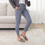 Solid Ankle Length Leggings with Pockets