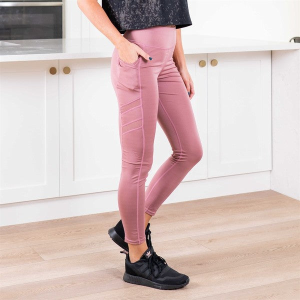 Solid Ankle Length Leggings with Pockets