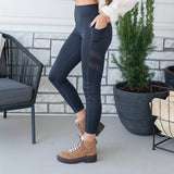 Solid Ankle Length Leggings with Pockets