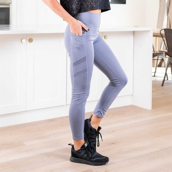 Solid Ankle Length Leggings with Pockets