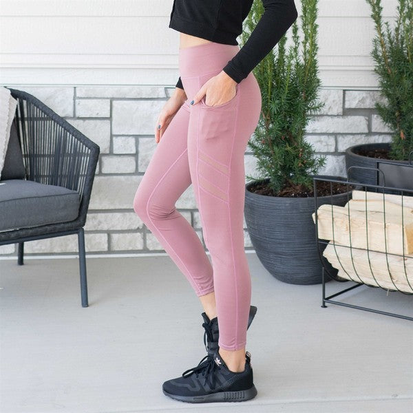 Solid Ankle Length Leggings with Pockets