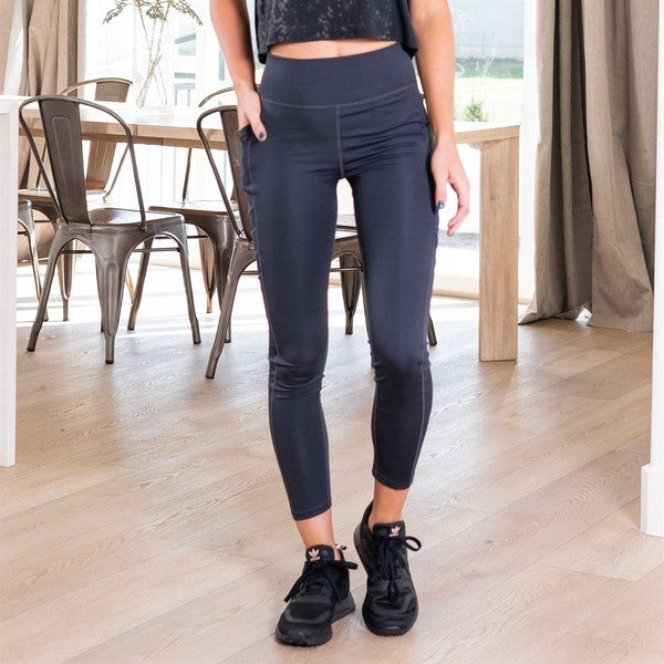 Solid Ankle Length Leggings with Pockets
