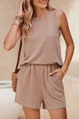 Sleeveless Top and Pocketed Shorts Set