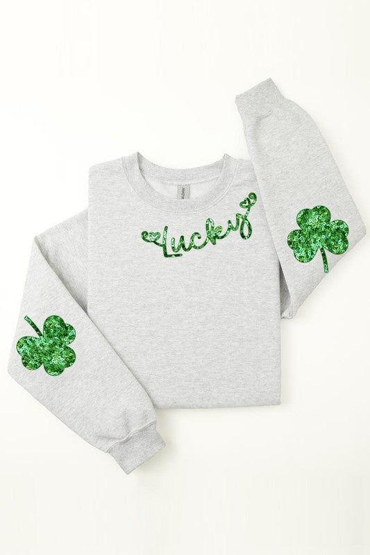 Lucky Shamrock Elbow Graphic Fleece Sweatshirts. king-general-store-5710.myshopify.com