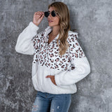 Leopard Teddy Hoodie with Kangaroo Pocket