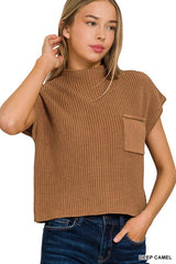 Mock Neck Short Sleeve Cropped Sweater king-general-store-5710.myshopify.com