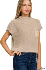 Mock Neck Short Sleeve Cropped Sweater king-general-store-5710.myshopify.com