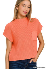 Mock Neck Short Sleeve Cropped Sweater king-general-store-5710.myshopify.com