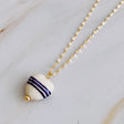 Blue Striped Ceramic Heart Pendant Necklace king-general-store-5710.myshopify.com