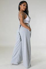 High Waist Wide Leg with Overall Strips Sweatpants