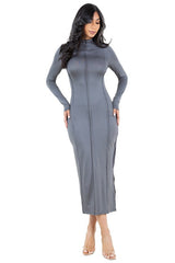 Grey Cut Out Side Body-Con Maxi Dress