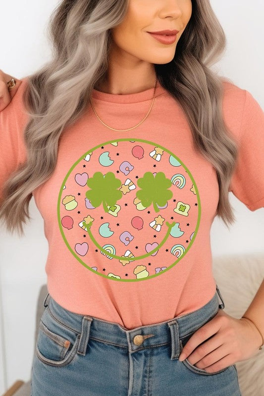 Smiley Face St Patrick's Day Graphic T Shirts