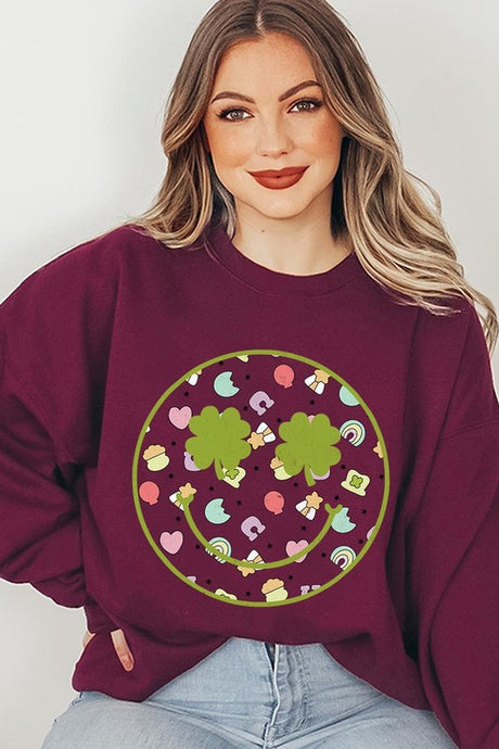 Face St Patricks Day Graphic Fleece Sweatshirts