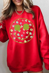 Face St Patricks Day Graphic Fleece Sweatshirts