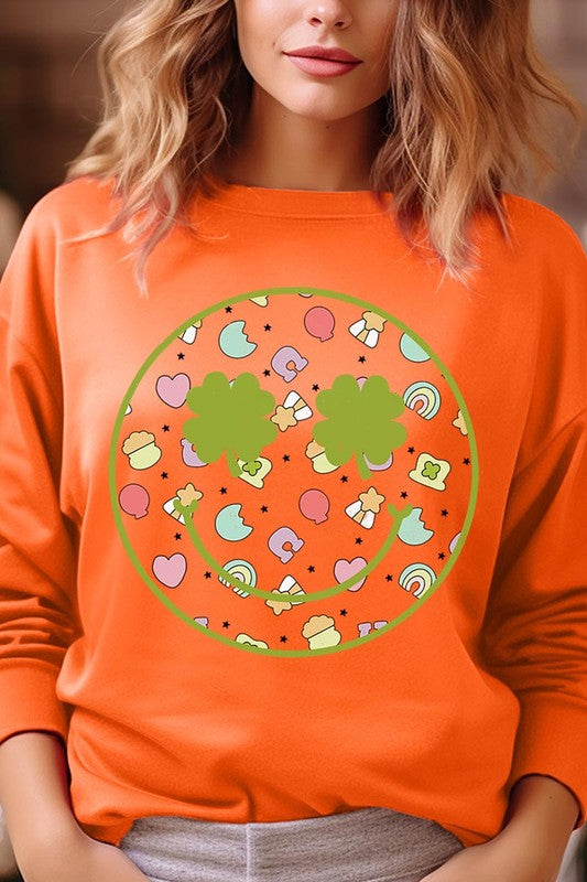 Face St Patricks Day Graphic Fleece Sweatshirts