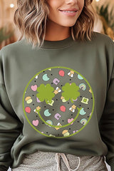 Face St Patricks Day Graphic Fleece Sweatshirts