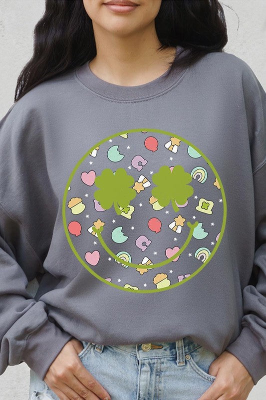 Face St Patricks Day Graphic Fleece Sweatshirts