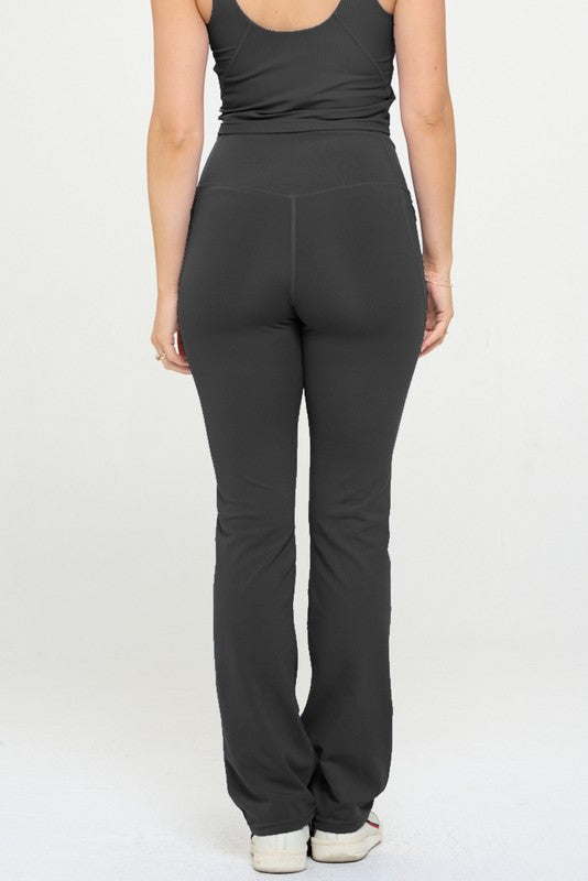 Women Crossover Flare Legging High Waisted Pockets king-general-store-5710.myshopify.com