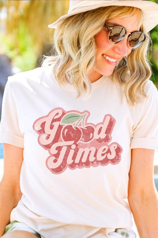 Retro Good Times Cherry Fruit Graphic T Shirts king-general-store-5710.myshopify.com