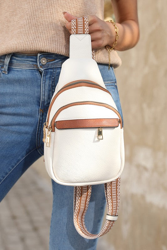 White Casual Multi Zipped Street penny Sling Bag king-general-store-5710.myshopify.com