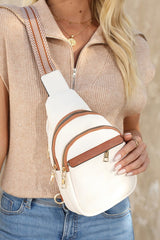 White Casual Multi Zipped Street penny Sling Bag king-general-store-5710.myshopify.com