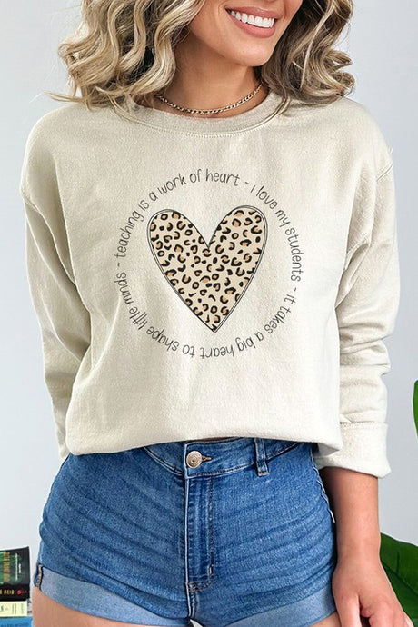 Teaching is a Work of Heart Leopard Sweatshirt king-general-store-5710.myshopify.com