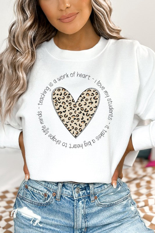 Teaching is a Work of Heart Leopard Sweatshirt king-general-store-5710.myshopify.com