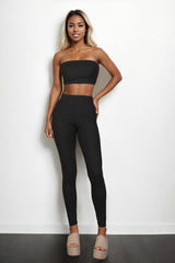 Side Slit Bandeau Top & Flare Pants Set