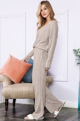 Slouchy Beige Ribbed Knit Loungewear set king-general-store-5710.myshopify.com