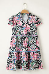 Floral Ricrac Embellished Tiered Mini Dress