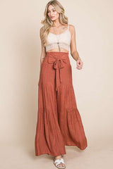 Tie Front Ruched Waist Back Pants king-general-store-5710.myshopify.com