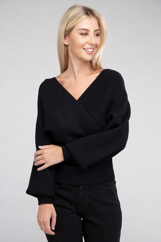 Viscose Cross Wrap Pullover Sweater king-general-store-5710.myshopify.com