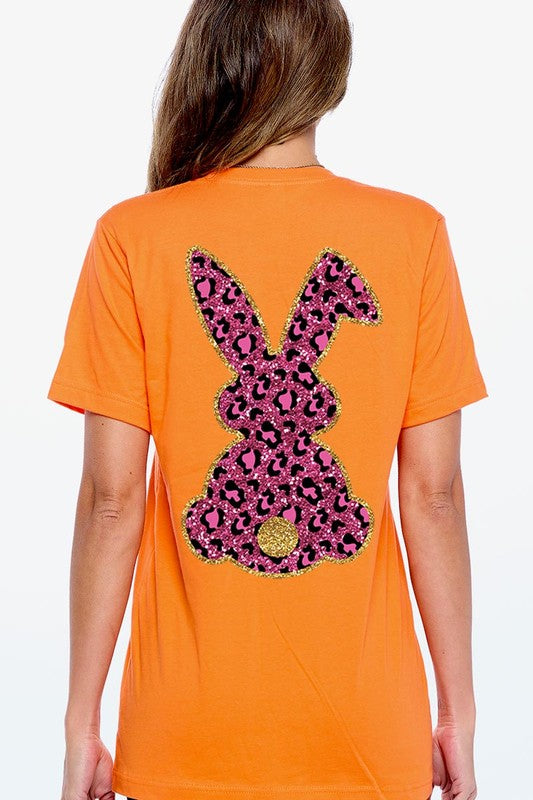 Easter Bunny Faux Glitter Back Graphic T Shirts king-general-store-5710.myshopify.com