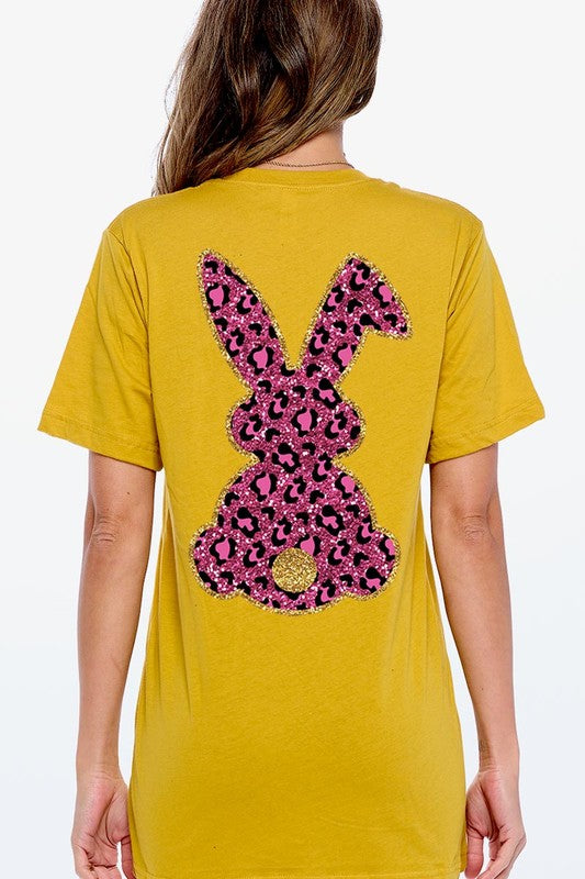 Easter Bunny Faux Glitter Back Graphic T Shirts king-general-store-5710.myshopify.com